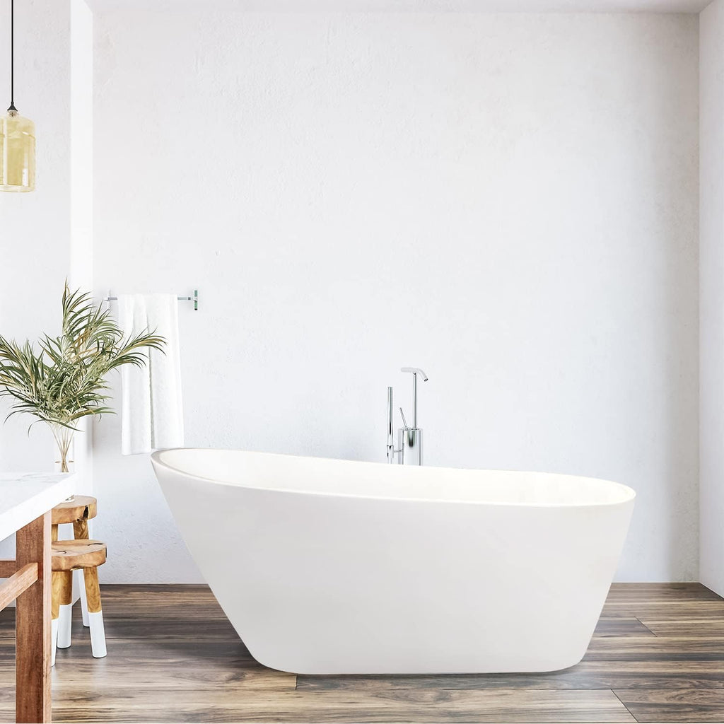 Shaia 67' x 32' Freestanding Soaking Acrylic Bathtub in White