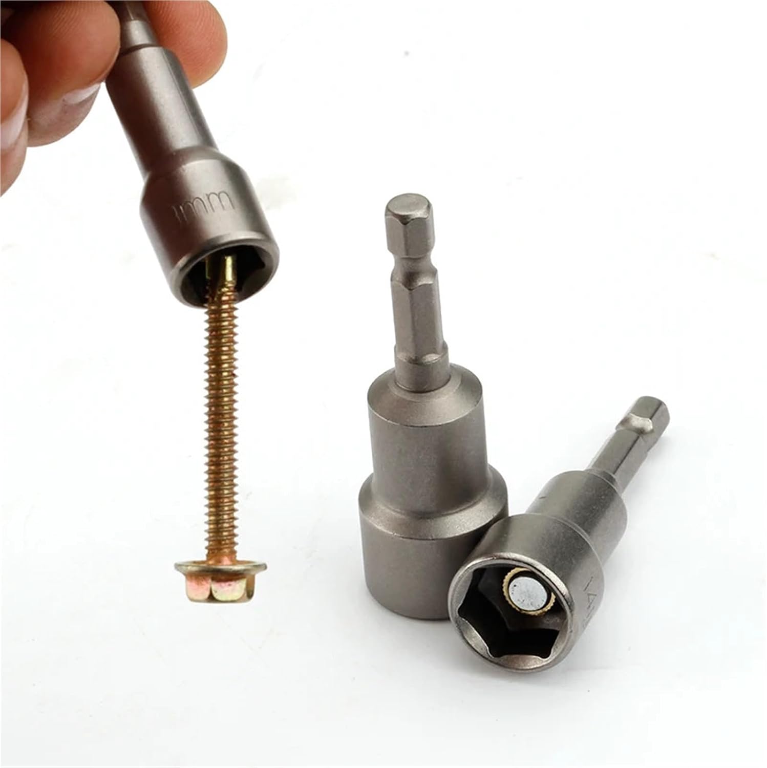 65mm Length Electric Power Magnetic Screwdriver Nut Driver Set Impact 1/4' Hex Shank Metric Wrench Socket Bit 6-24mm(14pcs 6-19mm)