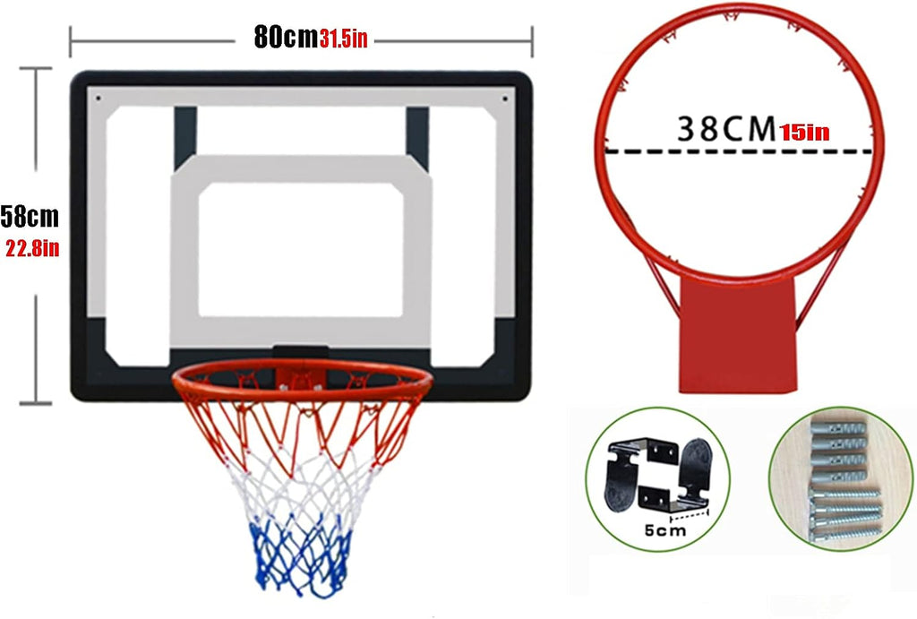 Mini Basketball Hoop, Portable Wall-Mounted Basketball Hoop, Suitable for Basketball Backboard Shooting Trainer for No. 1-7 Basketball