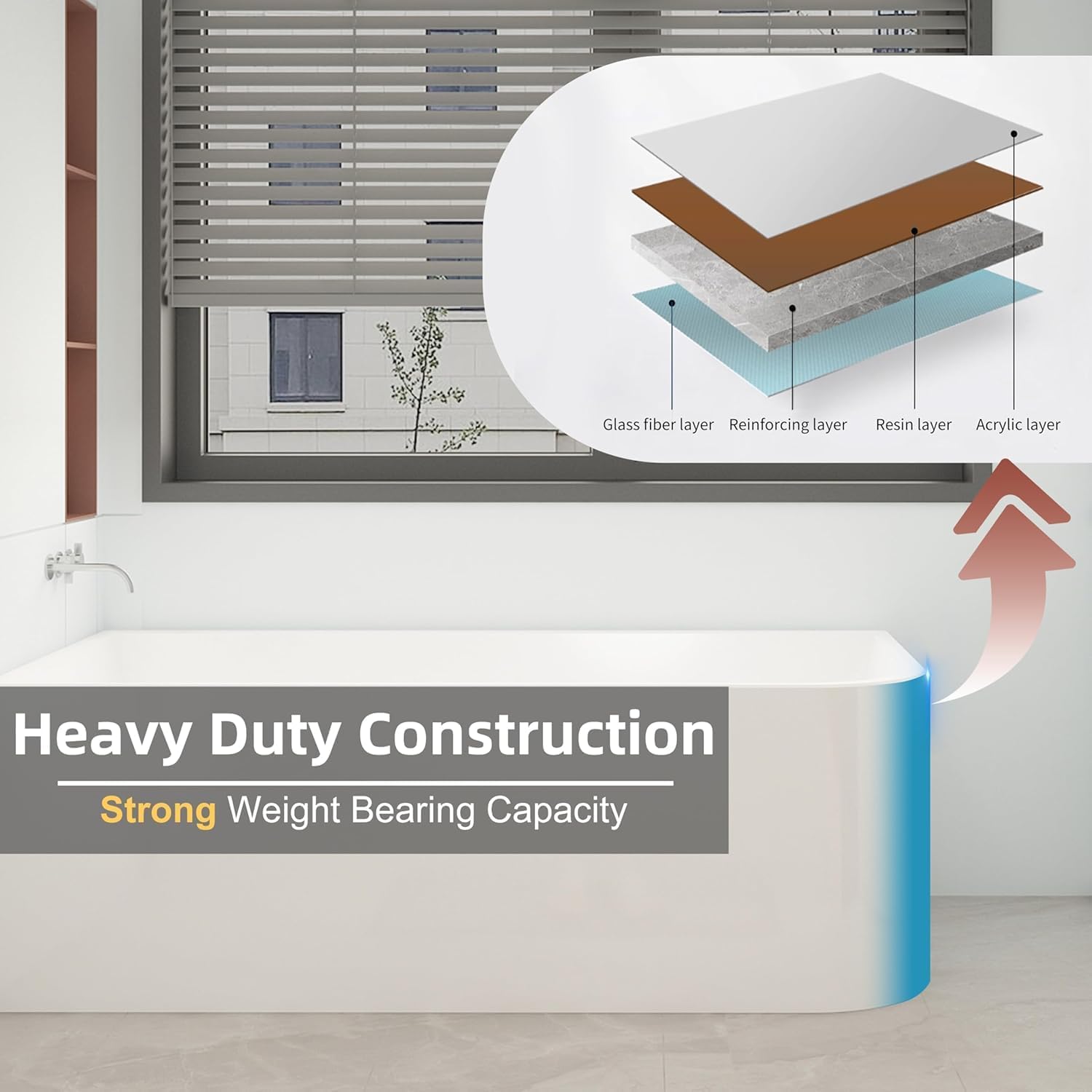 59 Inch Large Corner Bathtub with Pop-Up Left Hand Drain&Overflow