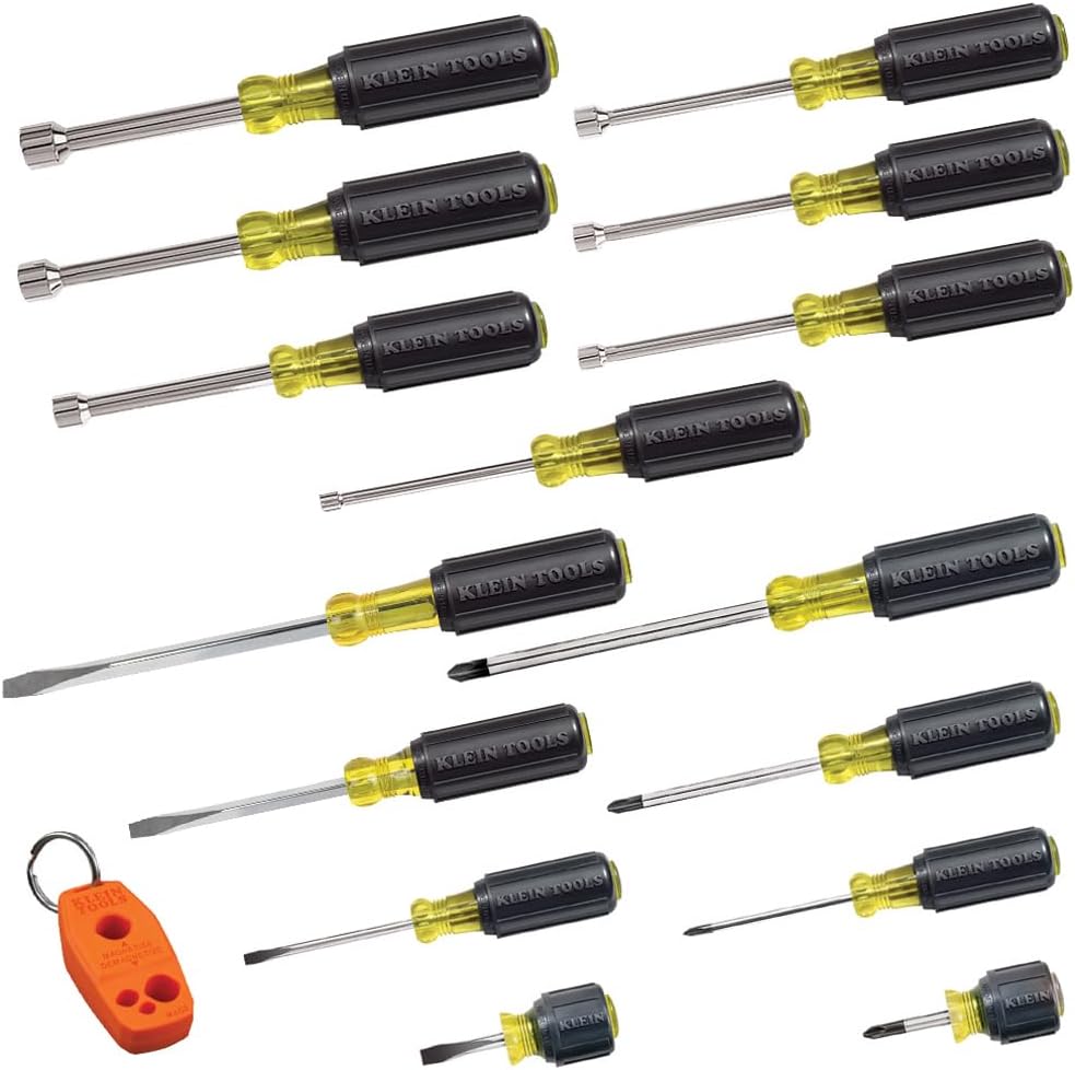 Klein Tools 80086 6-Piece Journeyman Plier Kit and 80021 16-Piece Screwdriver/Nut Driver Set with Magnetizer