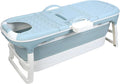 Portable Bathtub for Adult, 59' Large Collapsible Tub, Effortless Folding Bathtub with Massage Board, Thermometer, Thermal Cover, Ideal for Hot Bath Ice Bath with Reached Out Hands (50 inch)