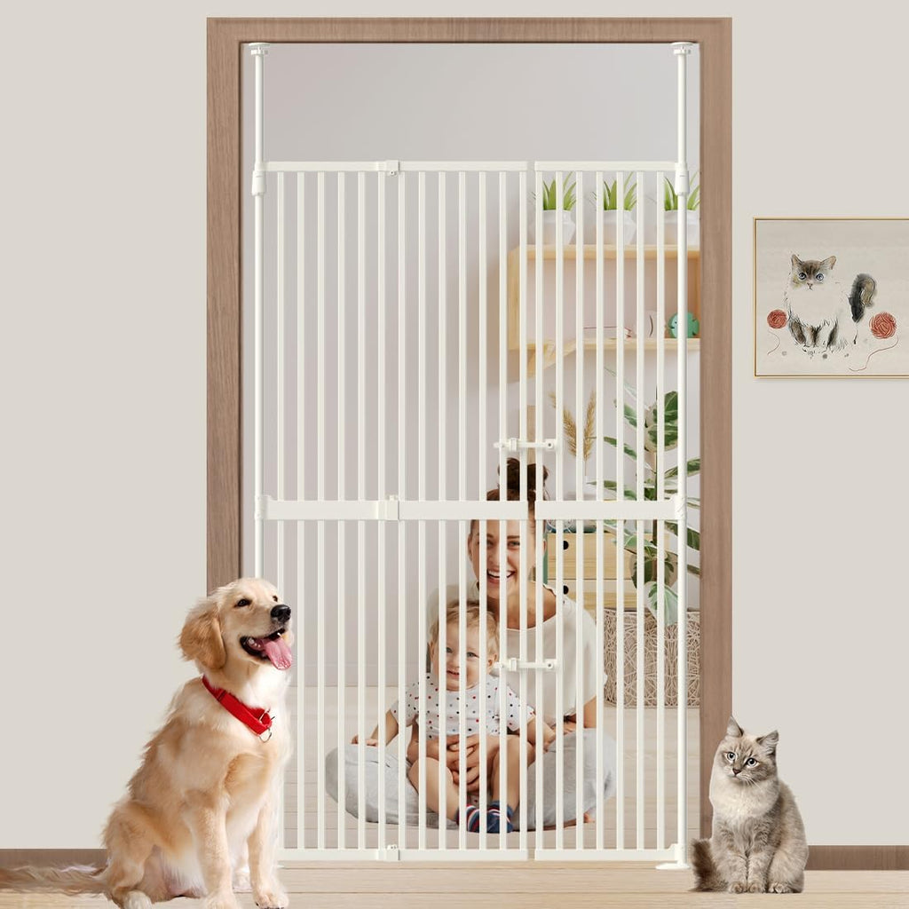 71' Extra Tall Cat Gate for Doorway 33.5'-47.2' Wide Pet Gate Pressure Mounted Walk Through Swing Auto Close Safety Dog Gates for Indoor, Stairs,Hallway