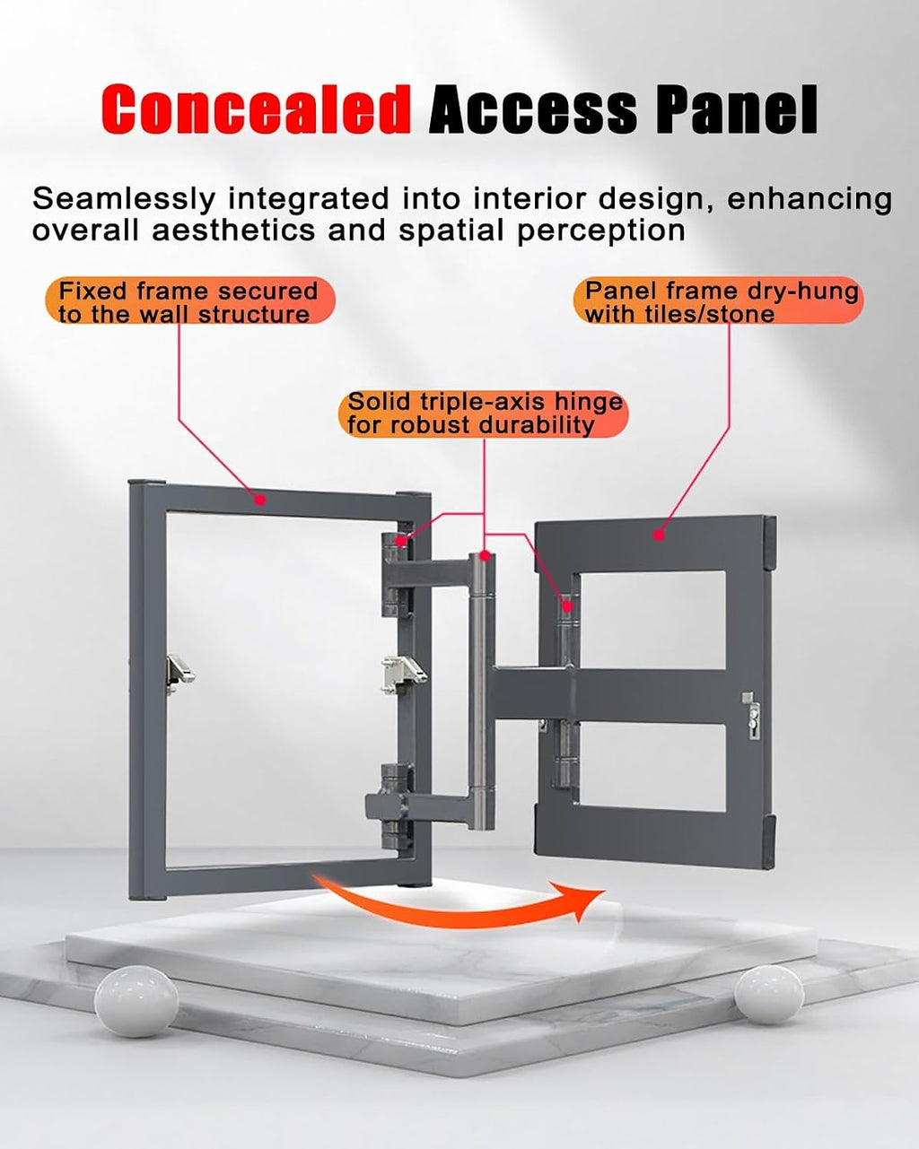 Heavy-Duty Galvanised Steel Access Door, Customisable Concealed Service Gate for Bathroom Tiles, for Hiding Pipes, Cables, and Fire Hydrants(6x6in/160x160mm)
