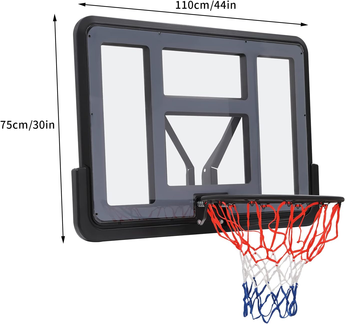 Wall Mounted Basketball Hoop, Adjustable-Height Basketball Backboard + Mounting Bracket Combination Kit, Shatter-Proof Material Can Be Installed Indoors and Outdoors for Home Training and Club
