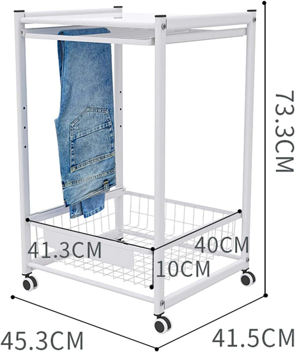 Display Stand Pants Hangers Rolling Trolley Trousers Rack, Jeans Hangers Metal Scarves Rack Clothing Closet Organizer Shelf, Multipurpose Blanket Rack (Beech Color-L46.5*W41.5*H73.7 CM -A