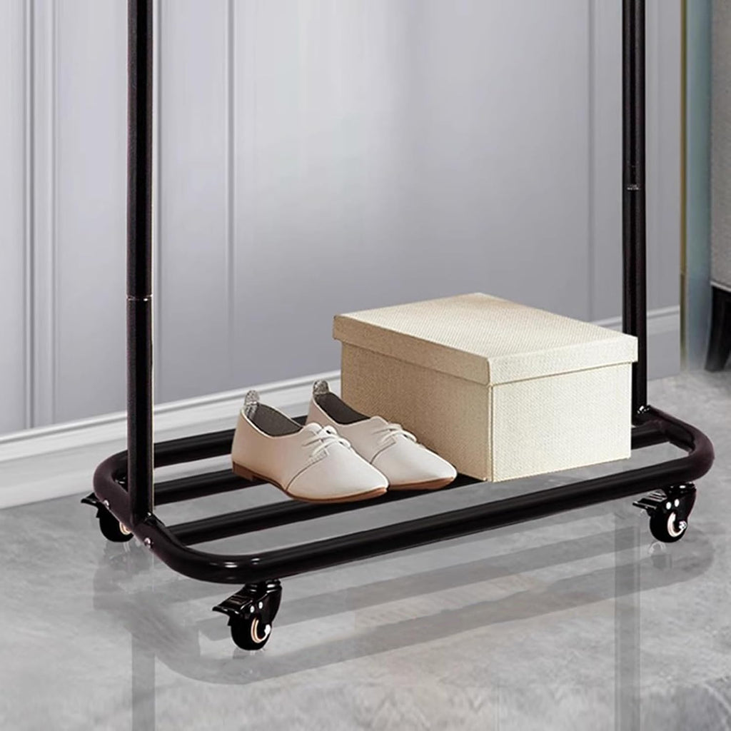 Garment Racks Metal Clothes Rack With Wheels, Clothing Rack With Bottom Storage Shelf,Heavy Duty Rolling Garment Rack For Hanging Clothes,Coats,Skirts,Gold+Black(Size:78X32X165CM) ( 58X32X165CM)