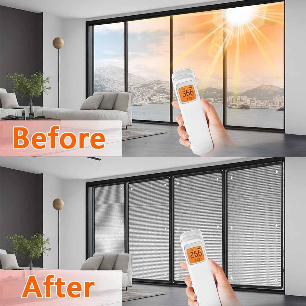 Heat Reflective Window Film Total Blackout Aluminum Window Stickers Film Anti UV Sun Protection Privacy Window Tinting Films 30 40 50 60 70 80 90100cm With Suction Cups(142 x 241cm/56'x95')
