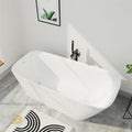 59' Acrylic Freestanding Bathtub, Single Slipper Free Standing Tub, Soaking Tub with Integrated Slotted Overflow, Toe-Tap Chrome Drain, cUPC Certified, Glossy White