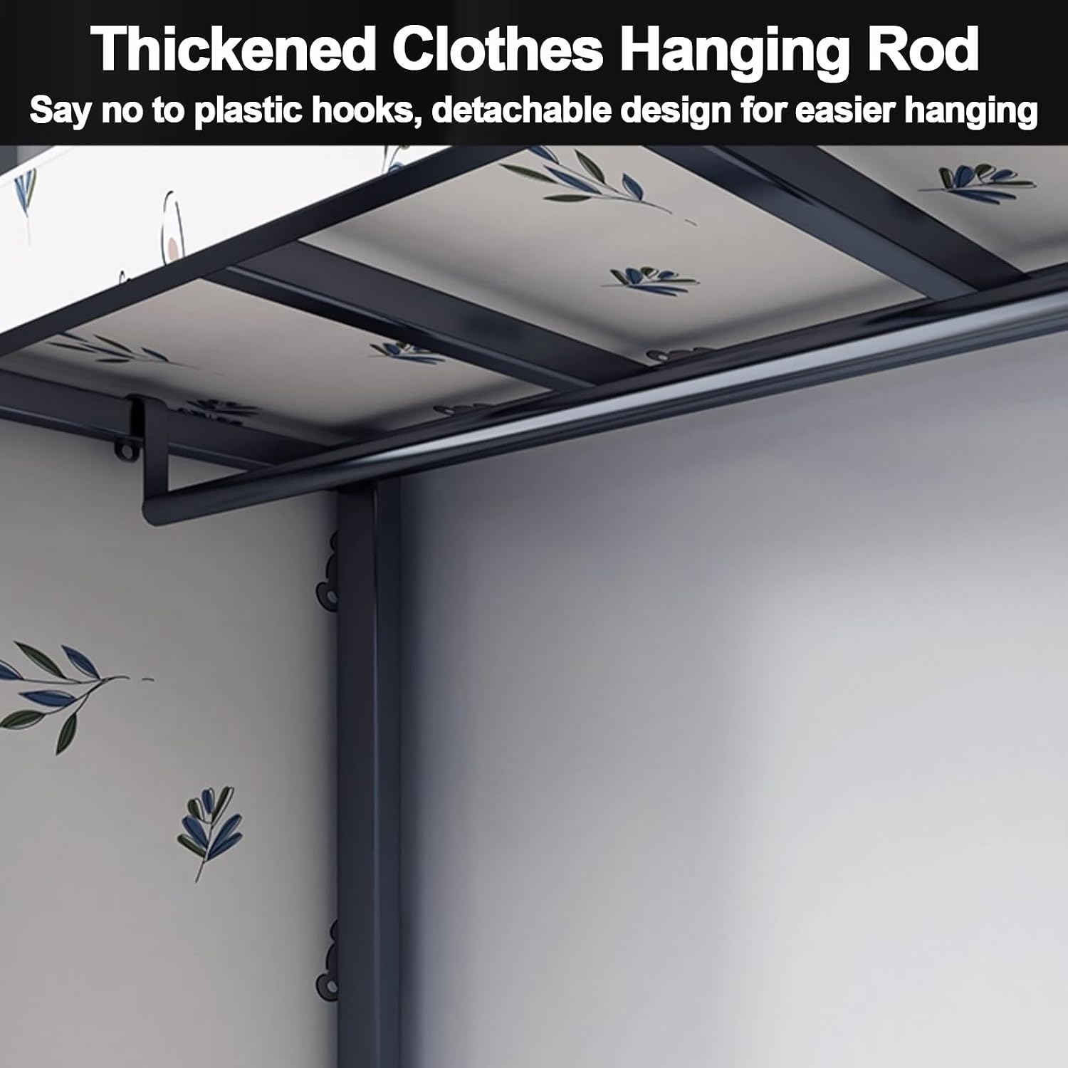 Portable Wardrobe Closet With Cover, Foldable Clothe Rack For Hanging Clothes, Metal Garment Rack, One-Piece Folding Base, Steel Tube For Bedroom(Blue,151cm/59.4inch)