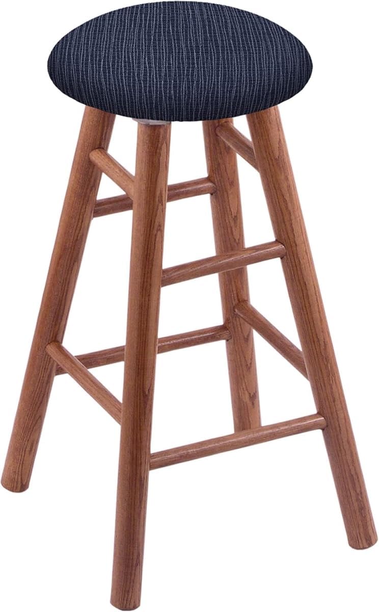HBS XL Oak Round Cushion 36' Swivel Extra Tall Bar Stool with Smooth Legs, Medium Finish, and Graph Anchor Seat