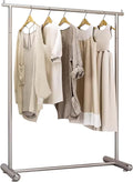 Garment Rack Heavy-Duty Clothes Rail, Stainless Steel Clothing Rack For Hanging Clothes, Modern Single Rod Clothes Rack For Retail Store, Large Capacity Coat Rack For Bedroom, Silve(Size:80X40X160CM)