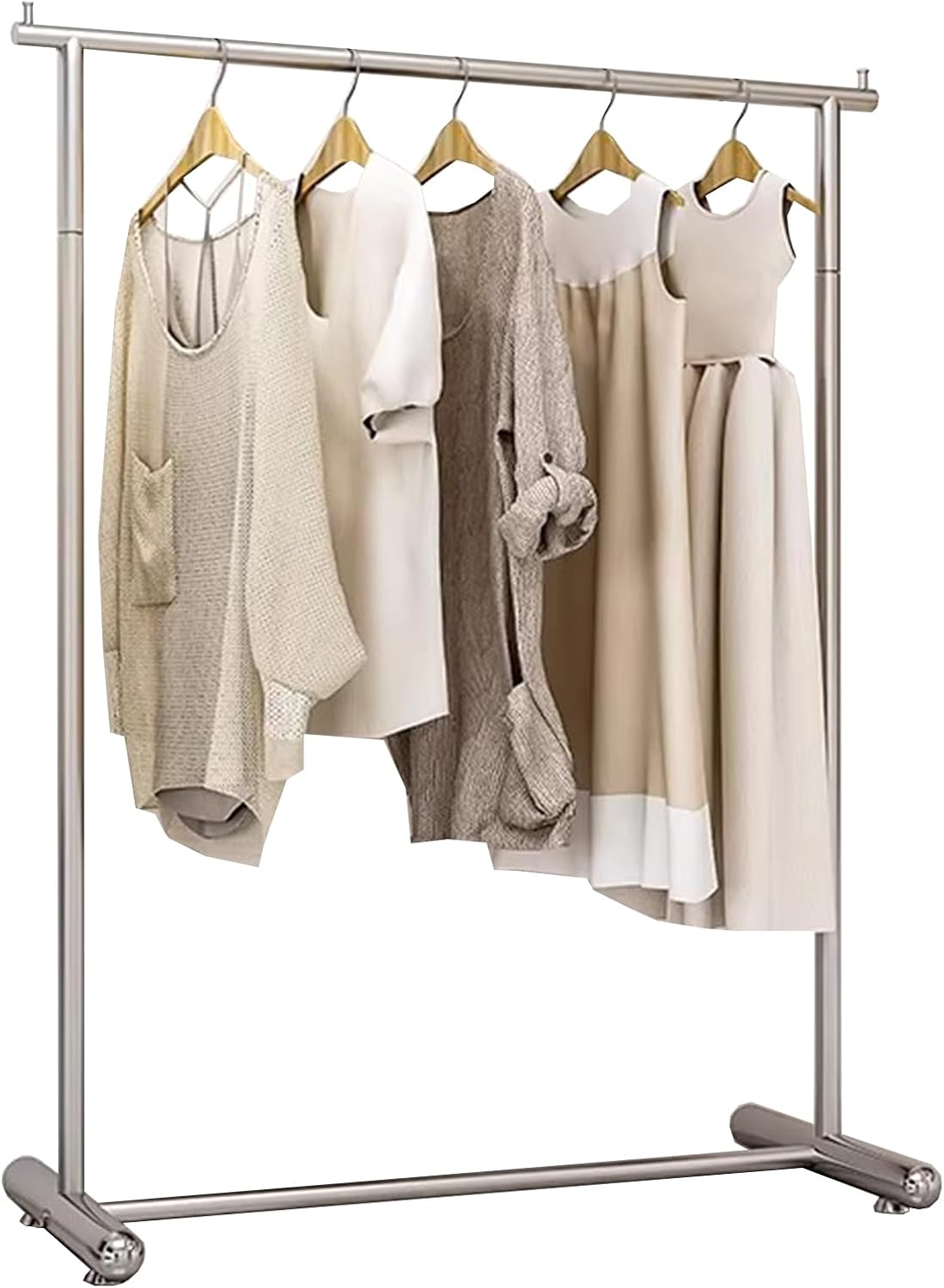 Garment Rack Heavy-Duty Clothes Rail, Stainless Steel Clothing Rack For Hanging Clothes, Modern Single Rod Clothes Rack For Retail Store, Large Capacity Coat Rack For Bedroom, Silve(Size:80X40X160CM)