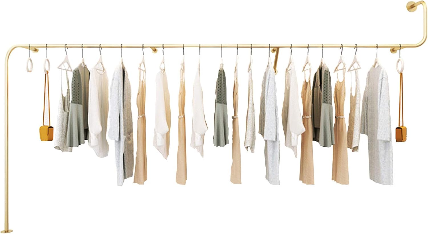 Iron Metal Clothing Store Wall Mounted Display Racks Racks Silver,Men's Women's Children's Retail Commercial Clothing Hanging Rod Garment Rack Ceiling Hange(B-300Cm