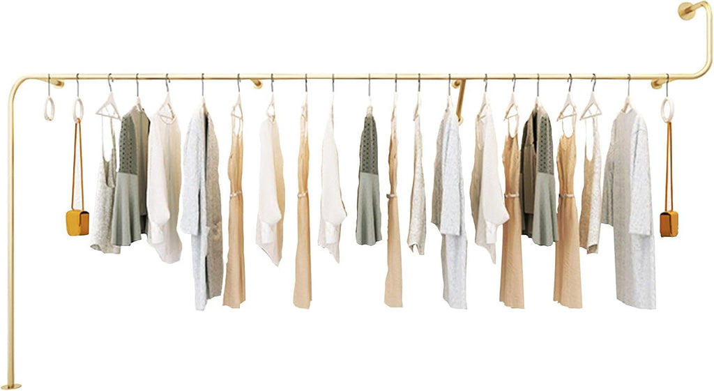 Iron Metal Clothing Store Wall Mounted Display Racks Racks Silver,Men's Women's Children's Retail Commercial Clothing Hanging Rod Garment Rack Ceiling Hange(B-250Cm