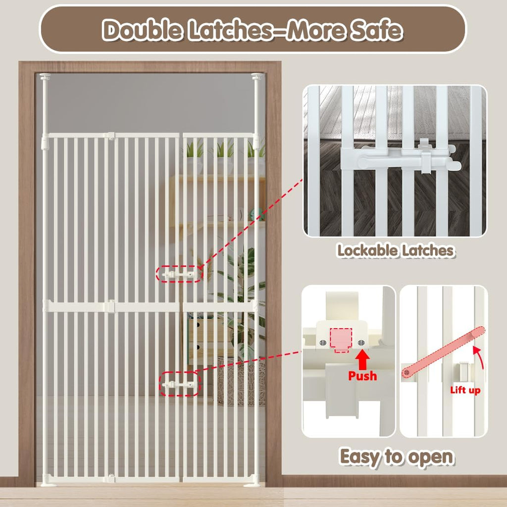 71' Extra Tall Cat Gate for Doorway 33.5'-47.2' Wide Pet Gate Pressure Mounted Walk Through Swing Auto Close Safety Dog Gates for Indoor, Stairs,Hallway