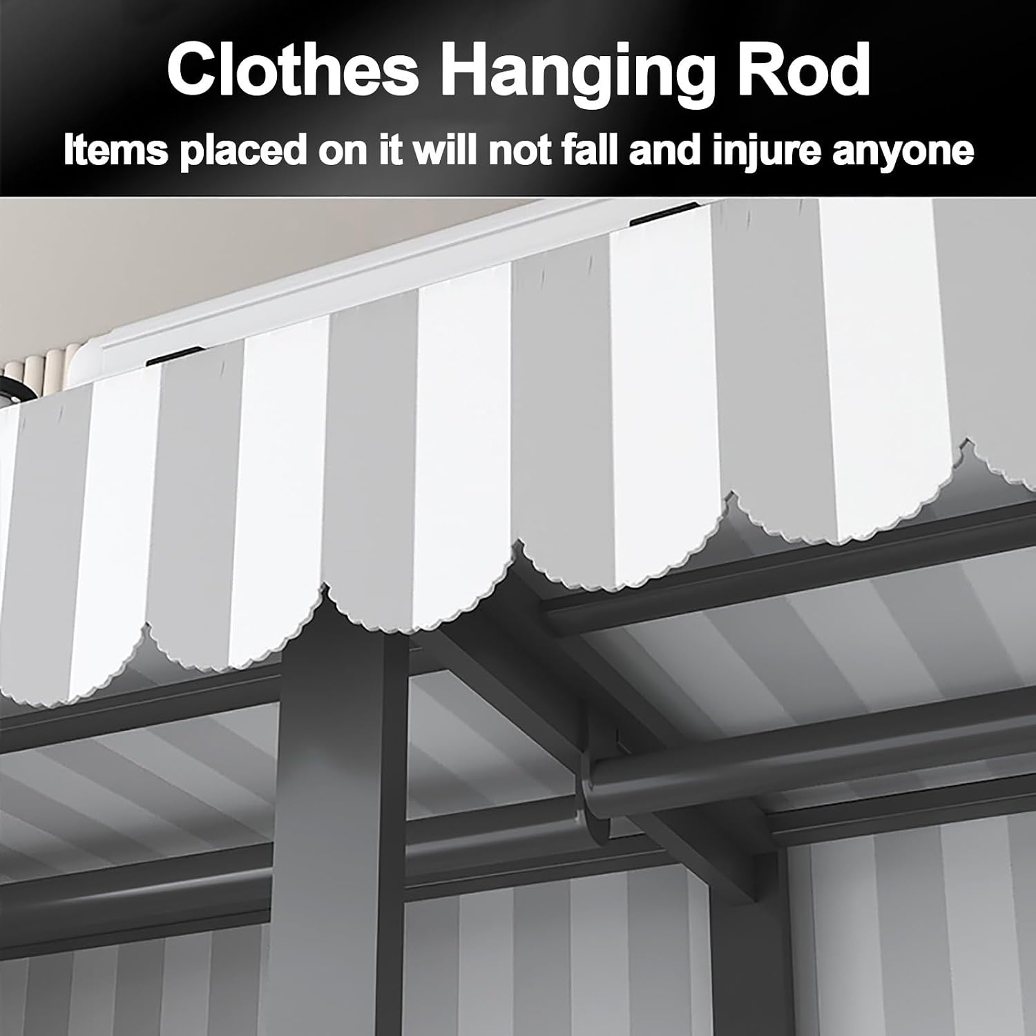 Foldable Portable Wardrobe Closet With Cover, Metal Clothes Rack, One-Piece Folding Base, Foldable Garment Racks, For Hanging Clothes Storaging(Grey1,125cm/49.2inch)