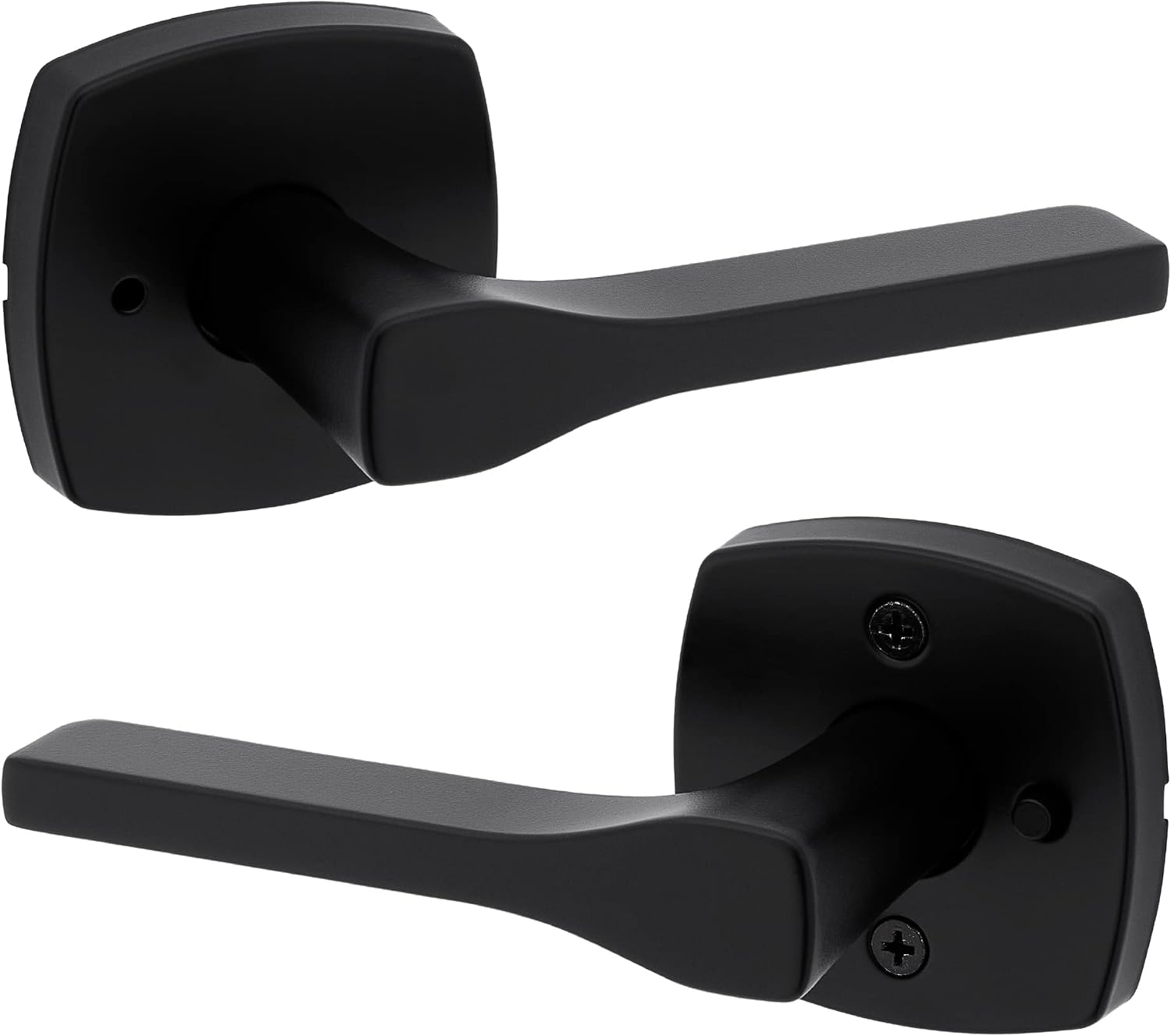 Kwikset Tripoli Lever Interior Privacy Door Handle with Lock, Door Lever for Bathroom and Bedroom, Matte Black Reversible Keyless Turn Lock, with Microban Protection (Pack of 8)
