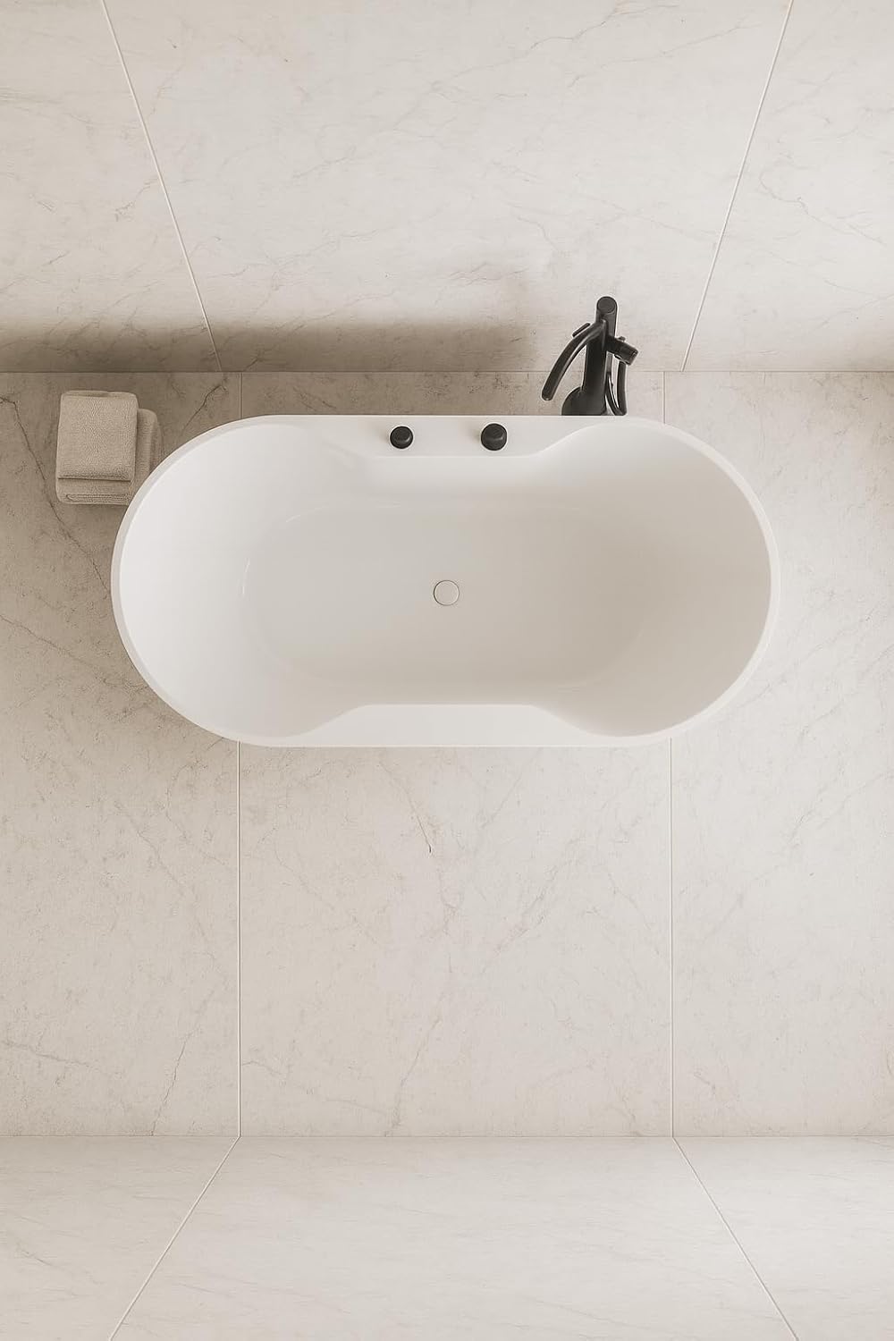Carver Tubs - Harmony II 67' - Acrylic Freestanding Soaking Bathtub, White Modern Acrylic Oval Tub Chrome Drain and Center Slotted Overflow Chrome Center Drain Included - 67'L x 34'W x 23.75'H