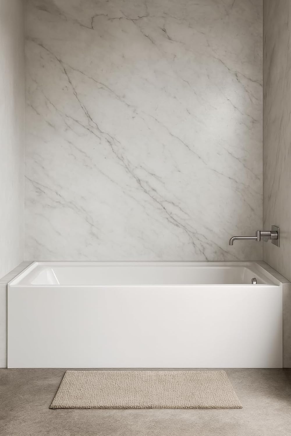 Carver Tubs - ALR6032 - Alcove Acrylic Fiberglass Soaking Bathtub for Bathrooms, w/Right Hand Chrome Drain - Modern White Rectangle Acrylic Tub - Deep Relaxing Soak - 60' L x 32' W x 21.75' H