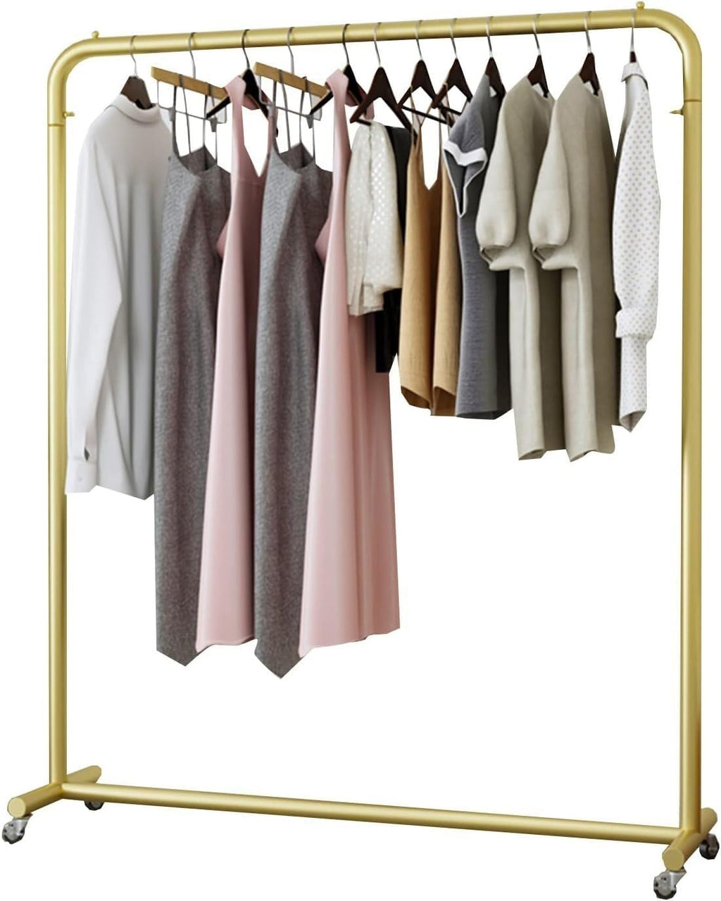 Clothing Rack, Standing Metal Garment Rack On Wheels, Large Capacity Retail Clothing Rack, Gold Coat Rack for Bedrooms Organizing Clothes, 120X40X155Cm,Gold 100X40X155Cm