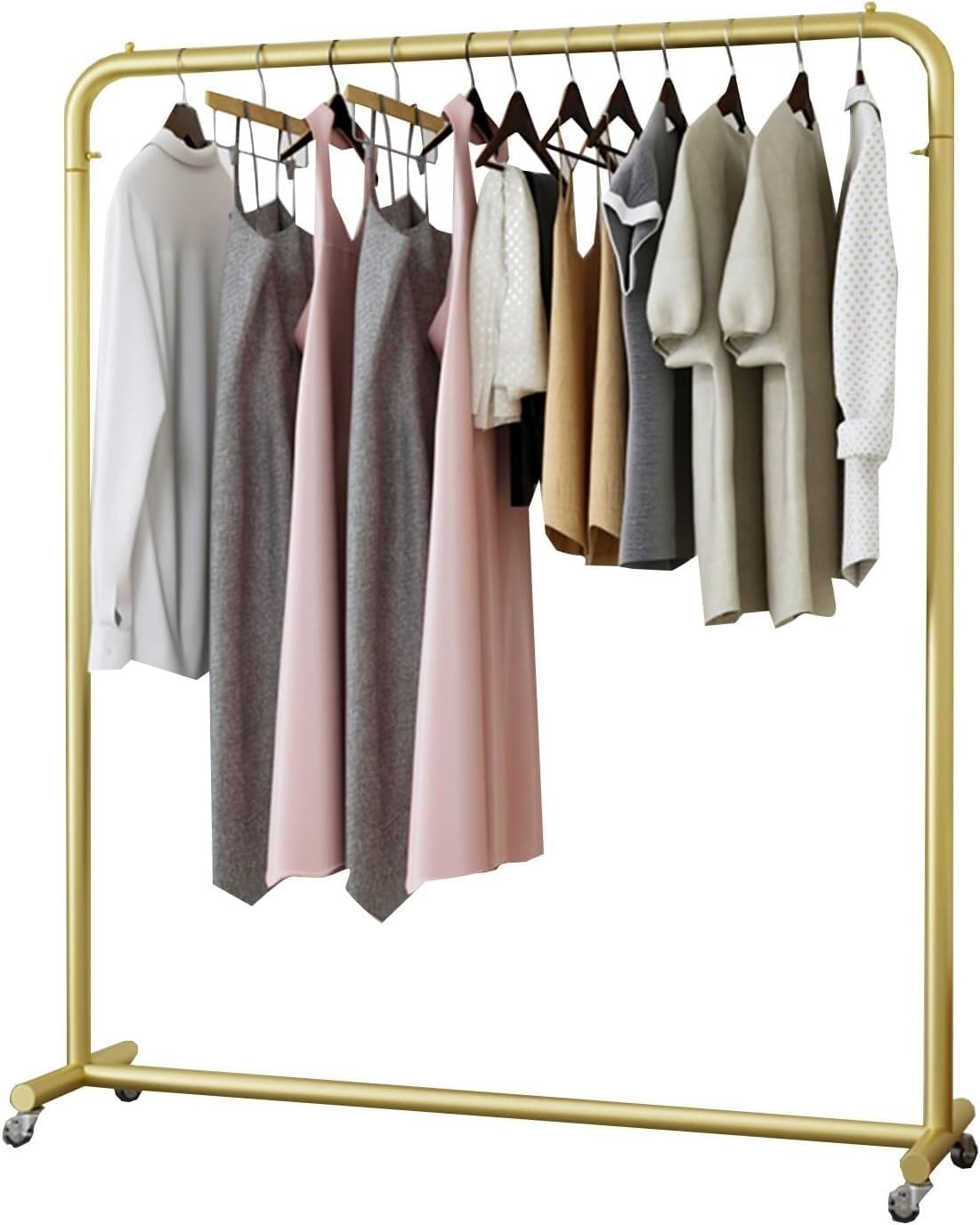 Clothing Rack, Standing Metal Garment Rack On Wheels, Large Capacity Retail Clothing Rack, Gold Coat Rack for Bedrooms Organizing Clothes, 120X40X155Cm,Gold 100X40X155Cm