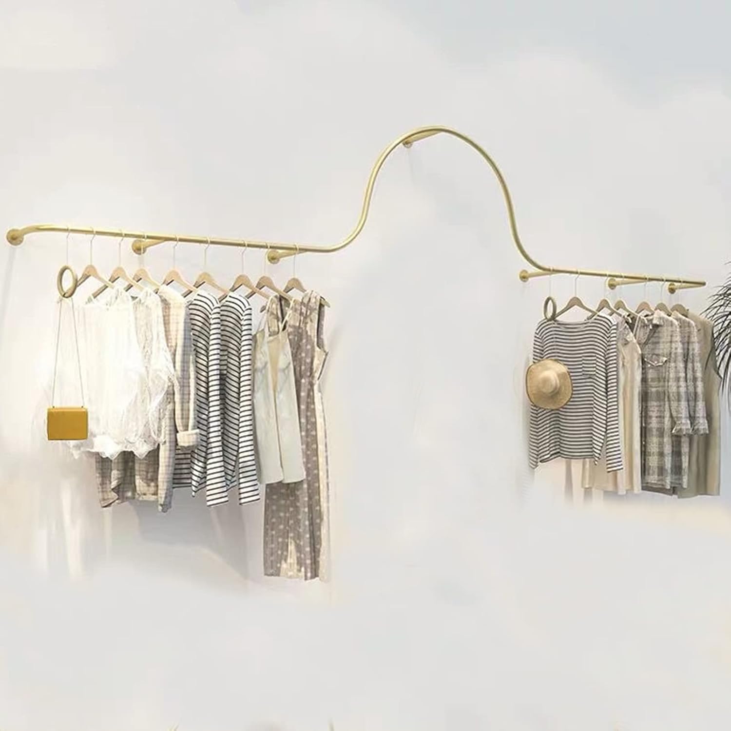 Wall Mounted Garment Rack,Hanging Garment Rack,Large Volume Metal Clothing Store Display Rack,Home Retail Boutique Clothing Display Systems, (D-250Cm
