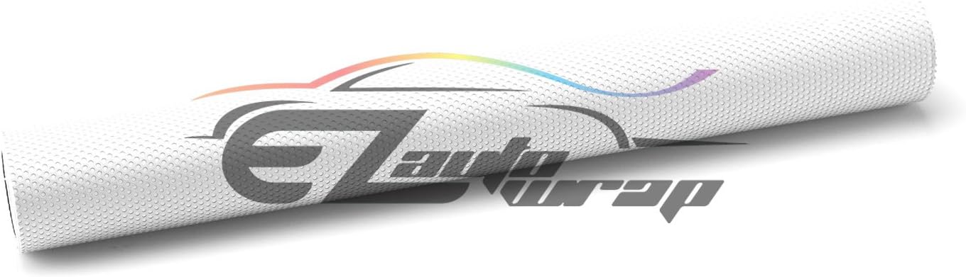 Free Tool Kit EZAUTOWRAP White One-Way Vision Perforated Print Media Vinyl Privacy Window Film Adhesive Glass Wrap Roll - 60'X600' (5FT X 50FT)