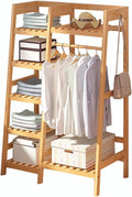 Garment Rack Wooden Clothing Garment Rack with Shelves Heavy Duty Clothes Hanging Rails Wood Clothes Hanger Rack Open Wardrobe Closet Coat Stands Multifunctional,80x42x140cm