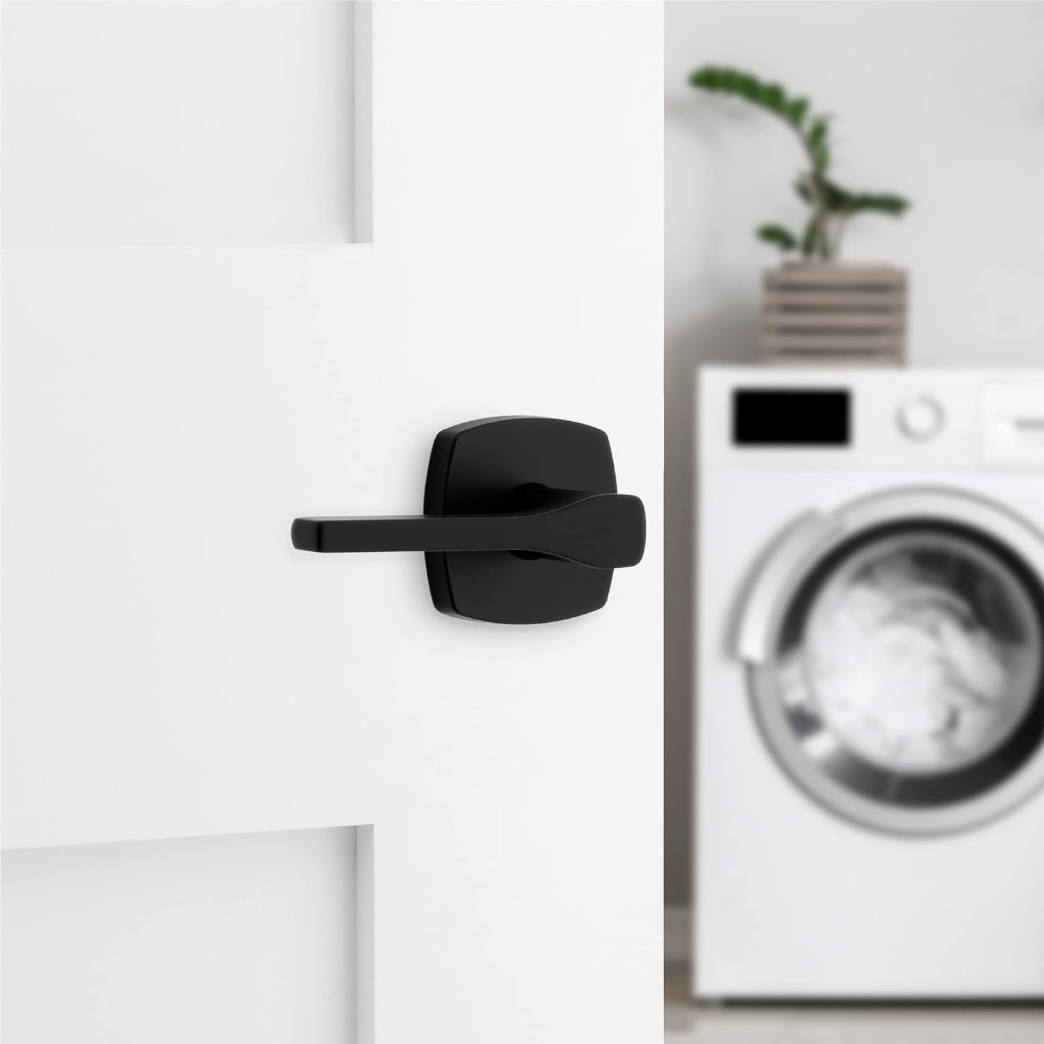 Kwikset Tripoli Lever Interior Passage Door Handle, Lever for Closet and Hallway Doors, Reversible Non-Locking Handle Lever, Matte Black, with Microban Protection (Pack of 6)