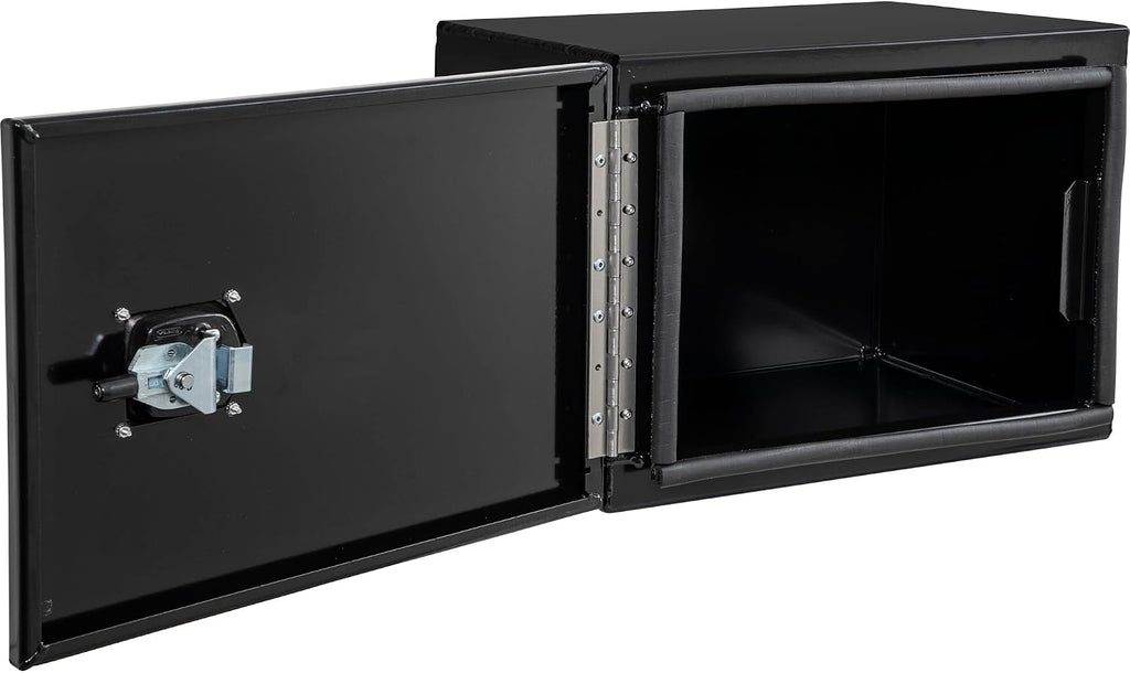Buyers Products 1705800 Underbody Tool Box With Barn Door, 18x18x24 Inch, Black Powder-Coated, Made in USA, .100 inch Smooth Aluminum, 3-Point Locking, Truck Storage Toolbox For Work Vehicles