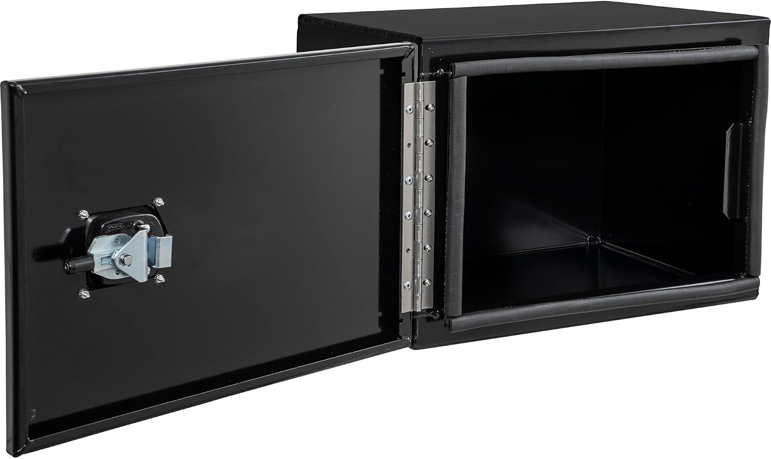 Buyers Products 1705800 Underbody Tool Box With Barn Door, 18x18x24 Inch, Black Powder-Coated, Made in USA, .100 inch Smooth Aluminum, 3-Point Locking, Truck Storage Toolbox For Work Vehicles