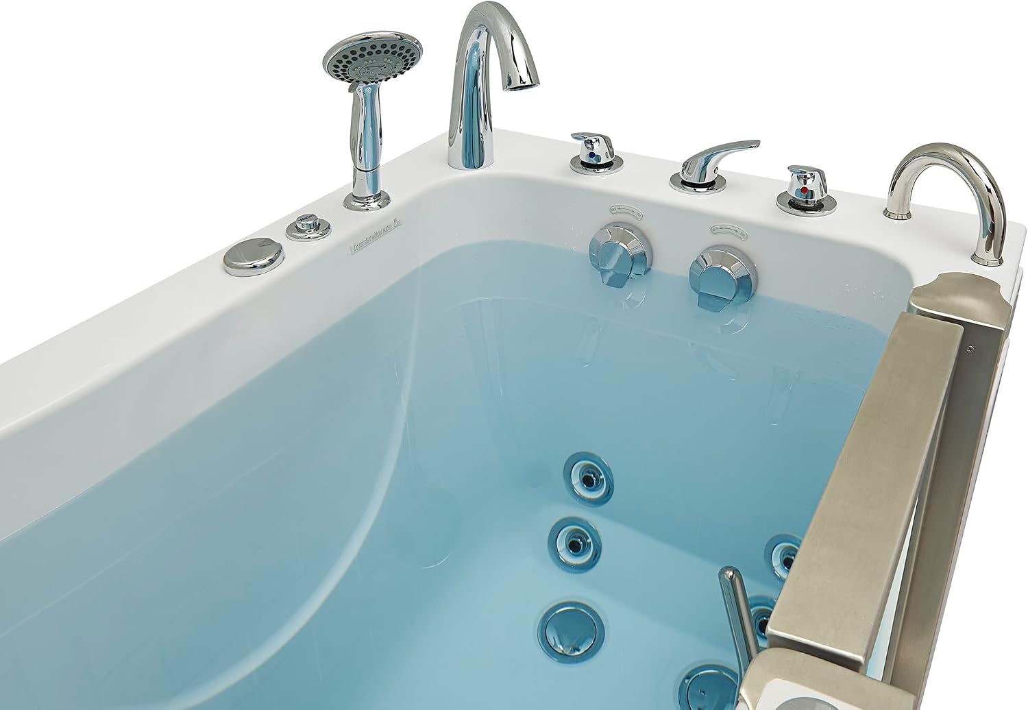 Ella Petite 28'x52' Acrylic Hydro Massage Walk-In Bathtub with Right Inward Swing Door, 5 Piece Fast Fill Faucet, 2' Dual Drain