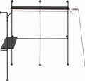 Industrial Pipe Clothing Rack Reversible 118.3'' Clothes Rack for Hanging Clothes Heavy Duty Garment Rack Closet Wardrobe Rack with LED Lights Shelves Walk-in Closet System Black Three
