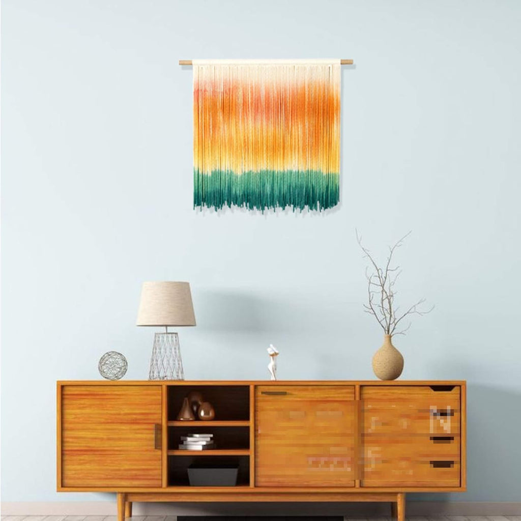Handmade Macrame Wall Hanging Tapestry Dyeing Driftwood Decor,Handmake Dyed Macrame Tapestries Wall Art Woven Home Decoration (H 60x50cm)