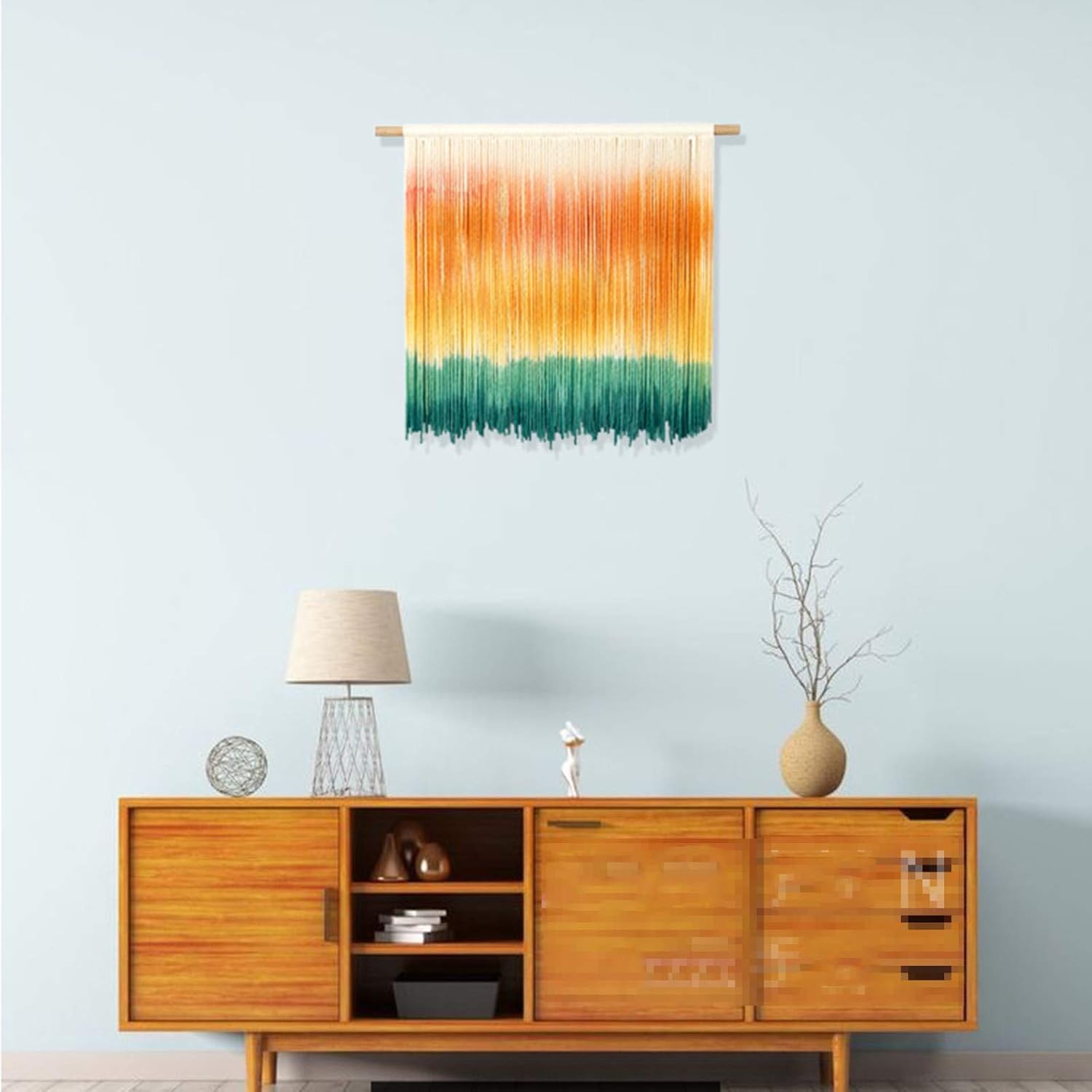 Handmade Macrame Wall Hanging Tapestry Dyeing Driftwood Decor,Handmake Dyed Macrame Tapestries Wall Art Woven Home Decoration (E 60x50cm)