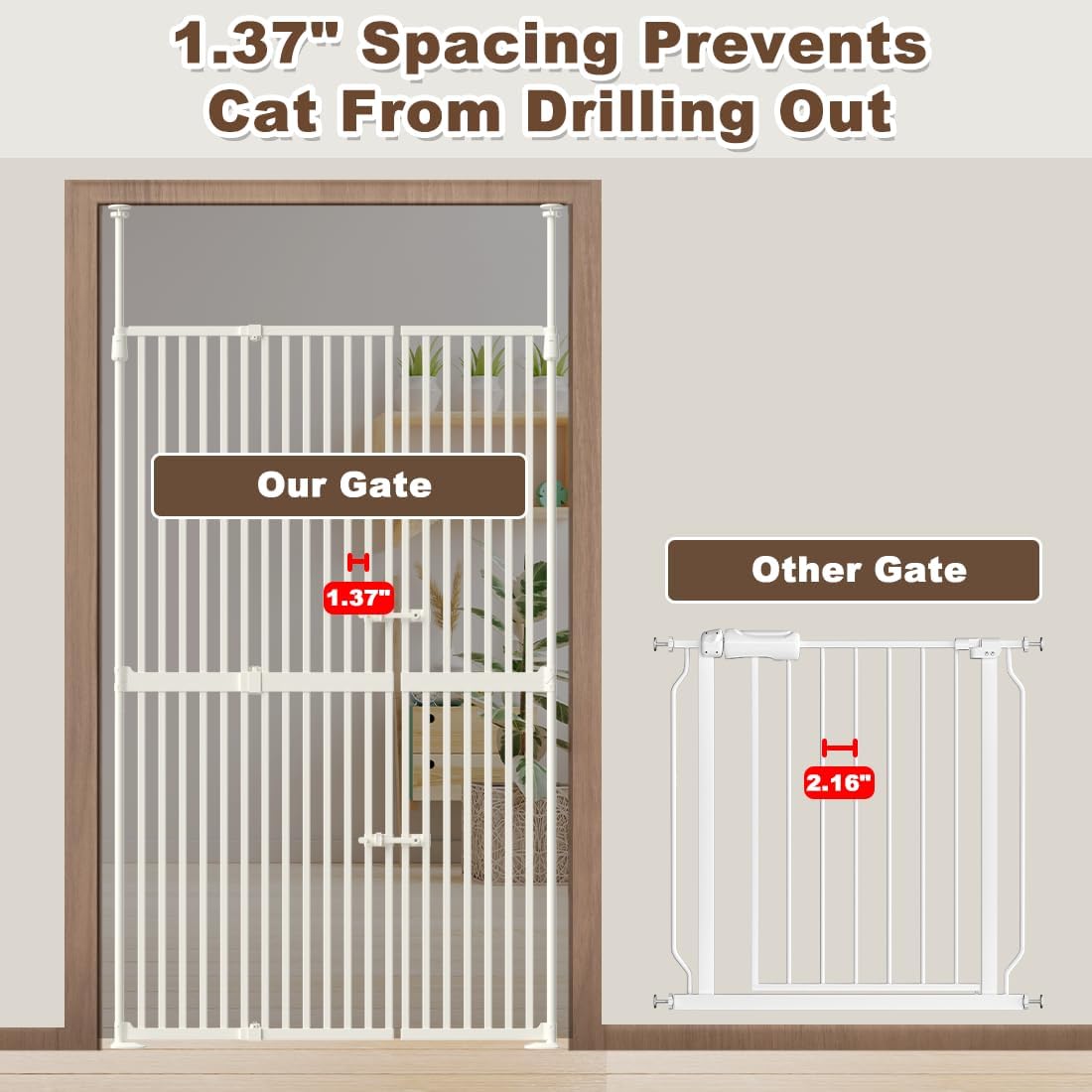 71' Extra Tall Cat Gate for Doorway 33.5'-47.2' Wide Pet Gate Pressure Mounted Walk Through Swing Auto Close Safety Dog Gates for Indoor, Stairs,Hallway