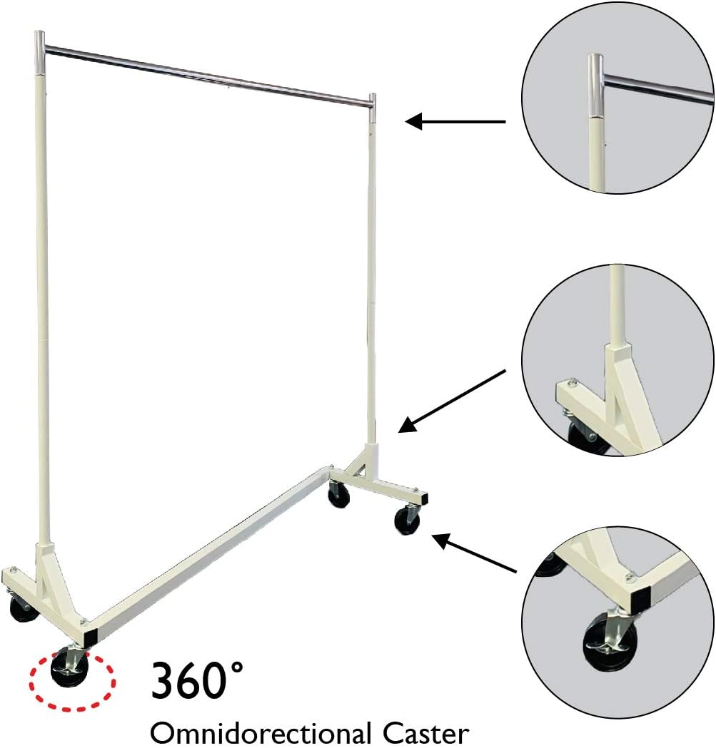 Heavy Duty 400lb Load Garment Clothing Z Rack - Rolling Garment Z Rack for Home, Retail Display, Durable Square Tubing, Commercial Grade Clothing Rack. Display Racks, Coat Rack Fixtures