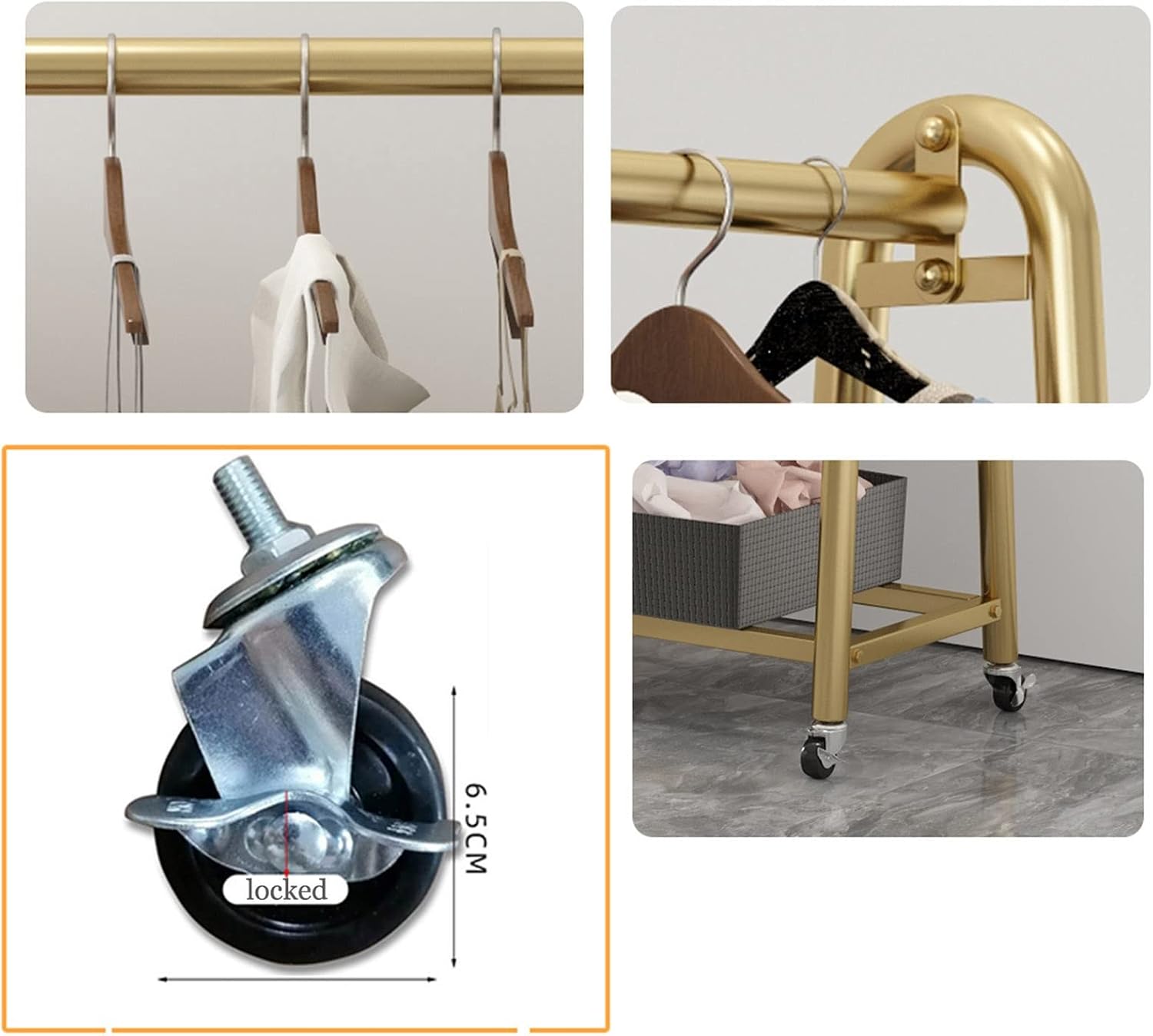 Garment Rack Display Clothes Racks Clothing with Wheels,Clothing Store Retail Racks Commercial Hanger for Hanging Clothes,Heavy Duty Organizer Storage Shelf (C-L100xH135CM/L39.4x53in