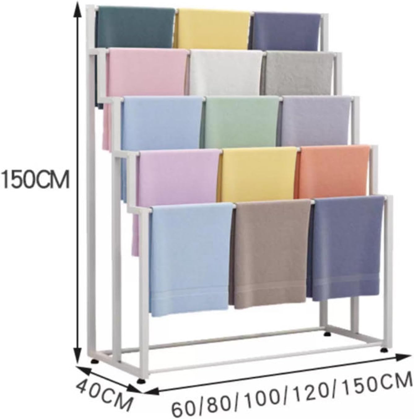 Clothing Rack Mobile Scarf and Silk Display Rack, Sofa Cover, Cushion Fabric Shelf, Floor to Ceiling Blanket Hanging Bedroom(White,Small)