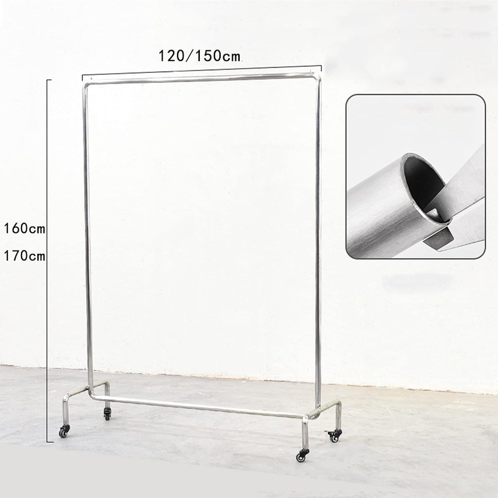 Clothing Display Rack Clothing Display Rack, Heavy-Duty Industrial Clothes Rail, Movable Monorail Metal Garment Rack, Non-Slip Hanging Rail, Universal Wheel(