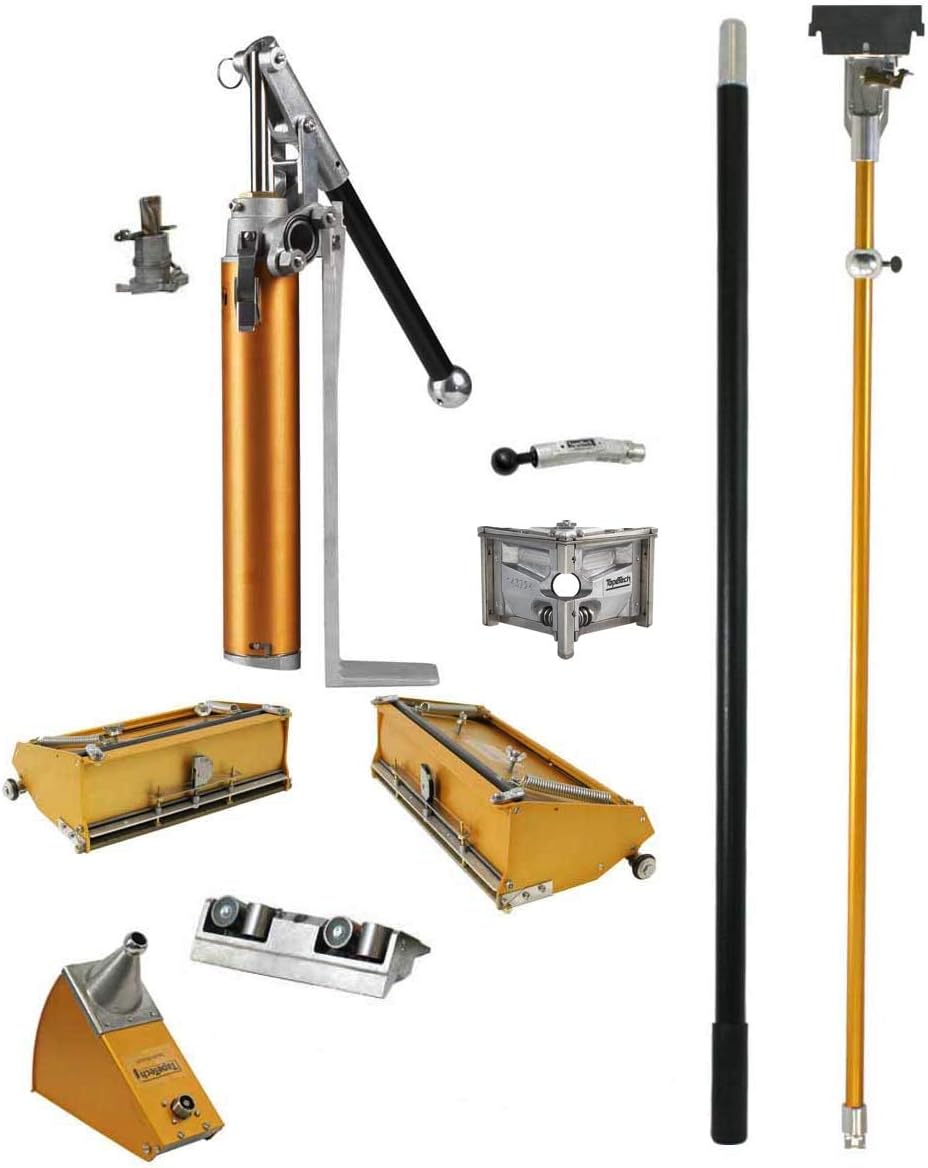 TapeTech Full Drywall Finishing Set with 10' & 12' Flat Boxes, Angle Head, Angle Box, Corner Roller, Pump & Handles