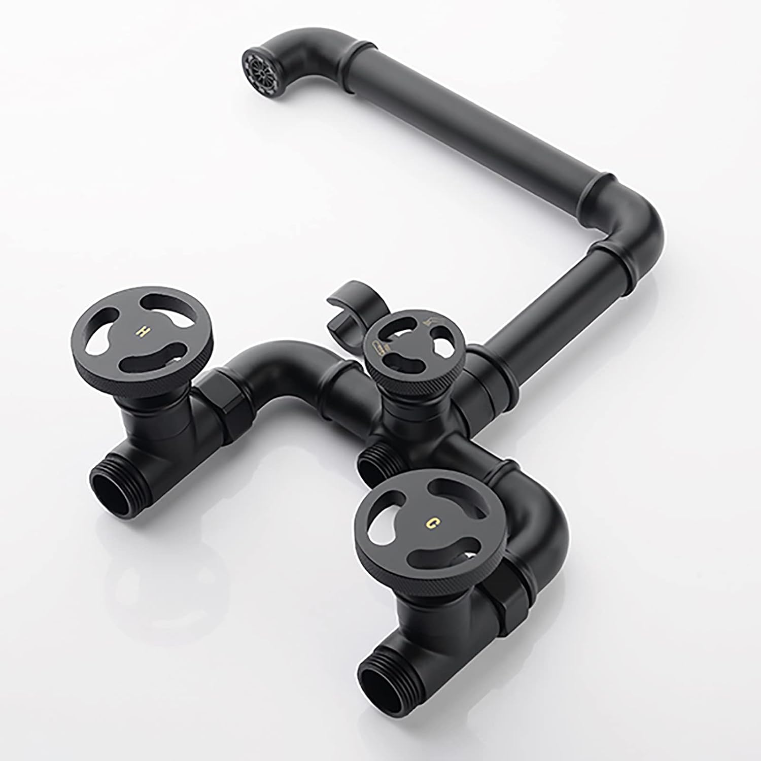 Black Freestanding Bathtub Faucet Industrial Brass Tub with Handheld Shower Floor Mounted Faucets with 59' Hose Tap
