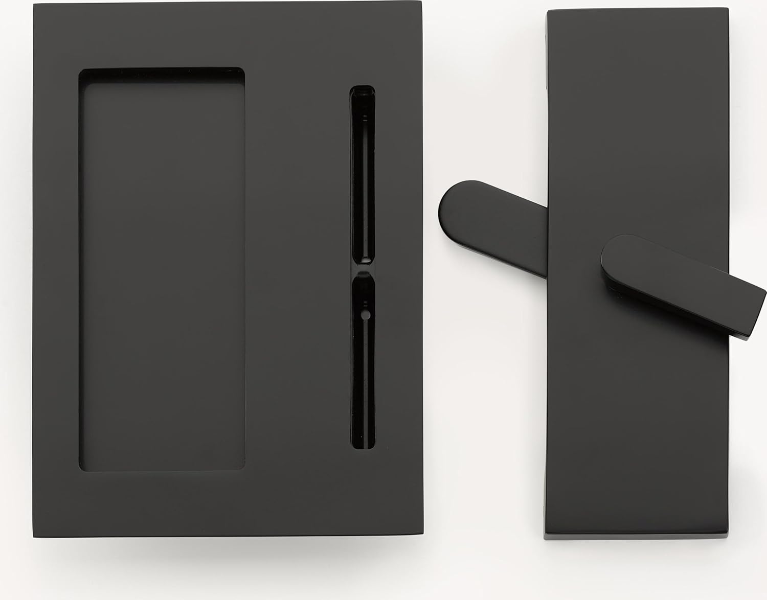 Emtek 222202 Modern Rectangular Surface Jamb Mounted Privacy Lock with Flush Pull and Integrated Strike for Barn Doors - Flat Black