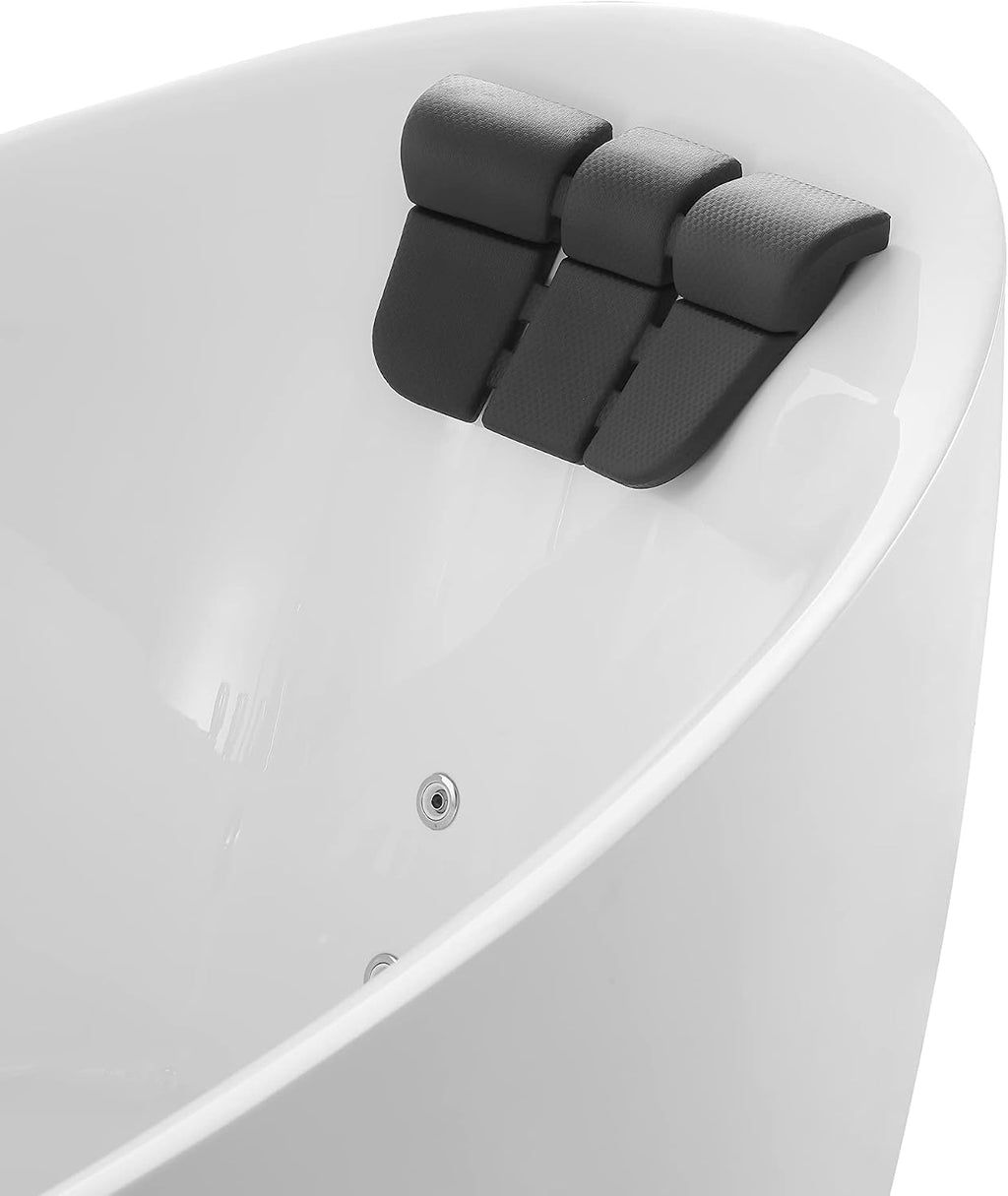 Empava 67' Freestanding Whirlpool Bathtub Oval with 7 Hydromassage Water Jets Luxury Acrylic Massage SPA Soaking Bath Tub in White Single Ended