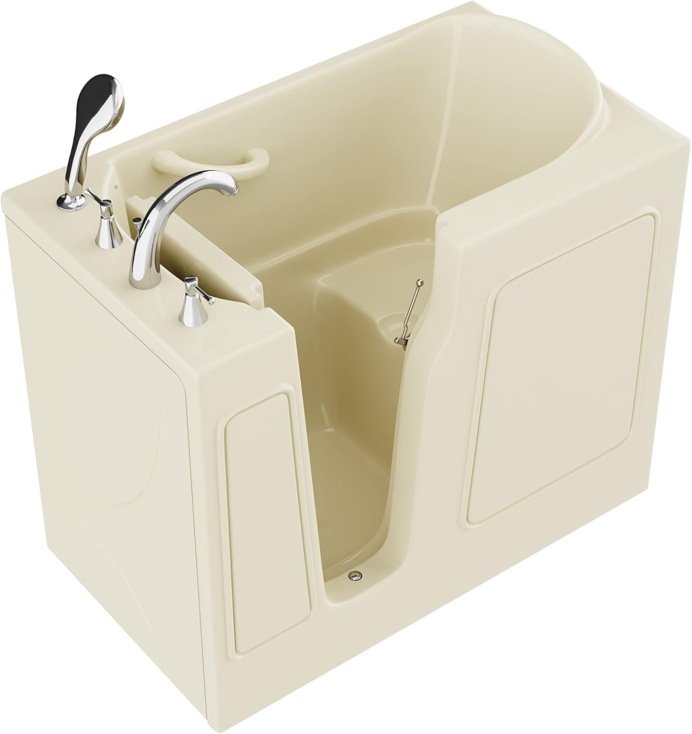 ANZZI Walk In Tub 46'' x 26' in Beige with Quick Fill Tub Filler Faucet & Handheld Shower Sprayer, Left Drain, ADA Compliant, Therapeutic, Wide Door, No Electrical Wiring - AMZ2646LBS