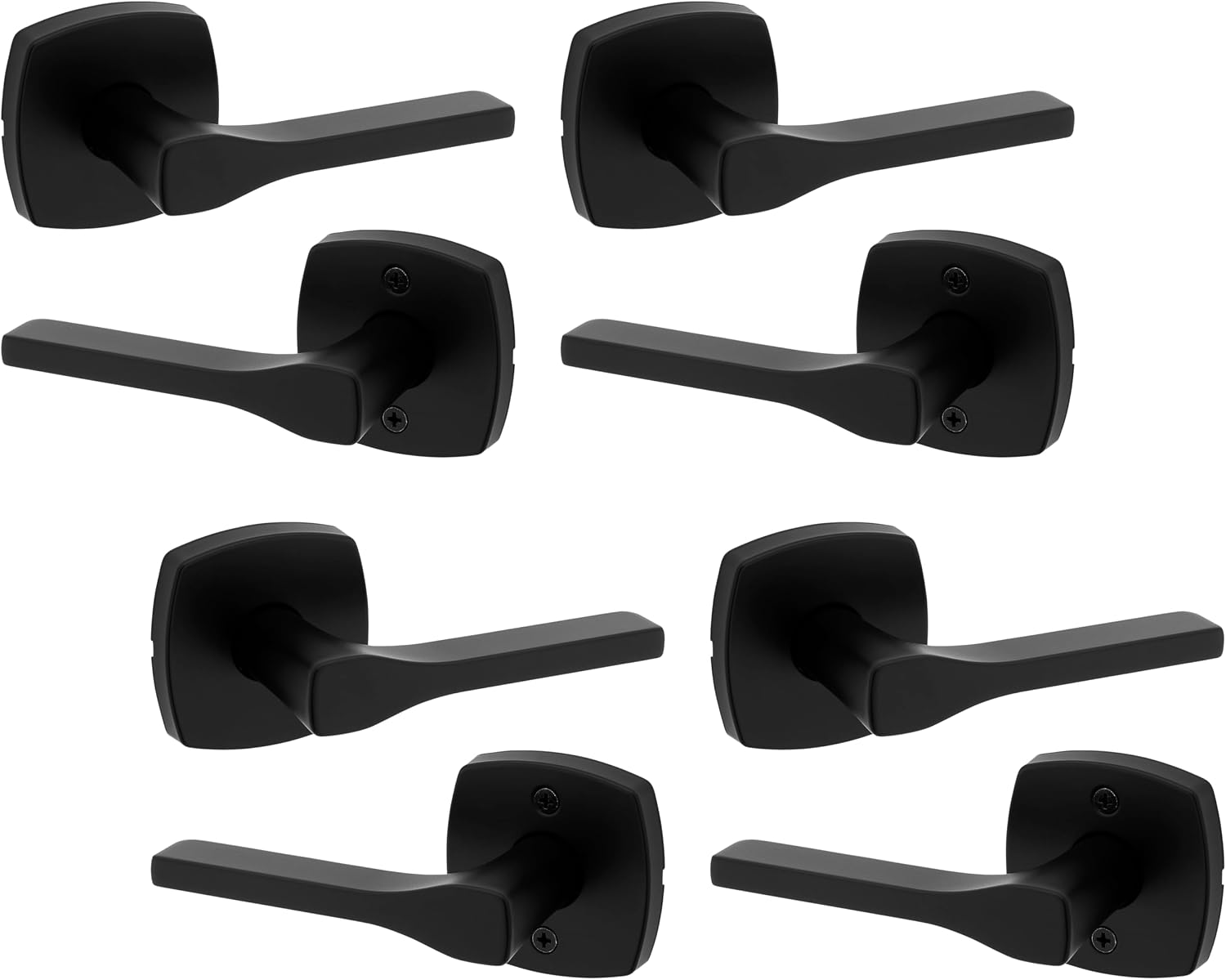 Kwikset Tripoli Lever Interior Passage Door Handle, Lever for Closet and Hallway Doors, Reversible Non-Locking Handle Lever, Matte Black, with Microban Protection (Pack of 4)
