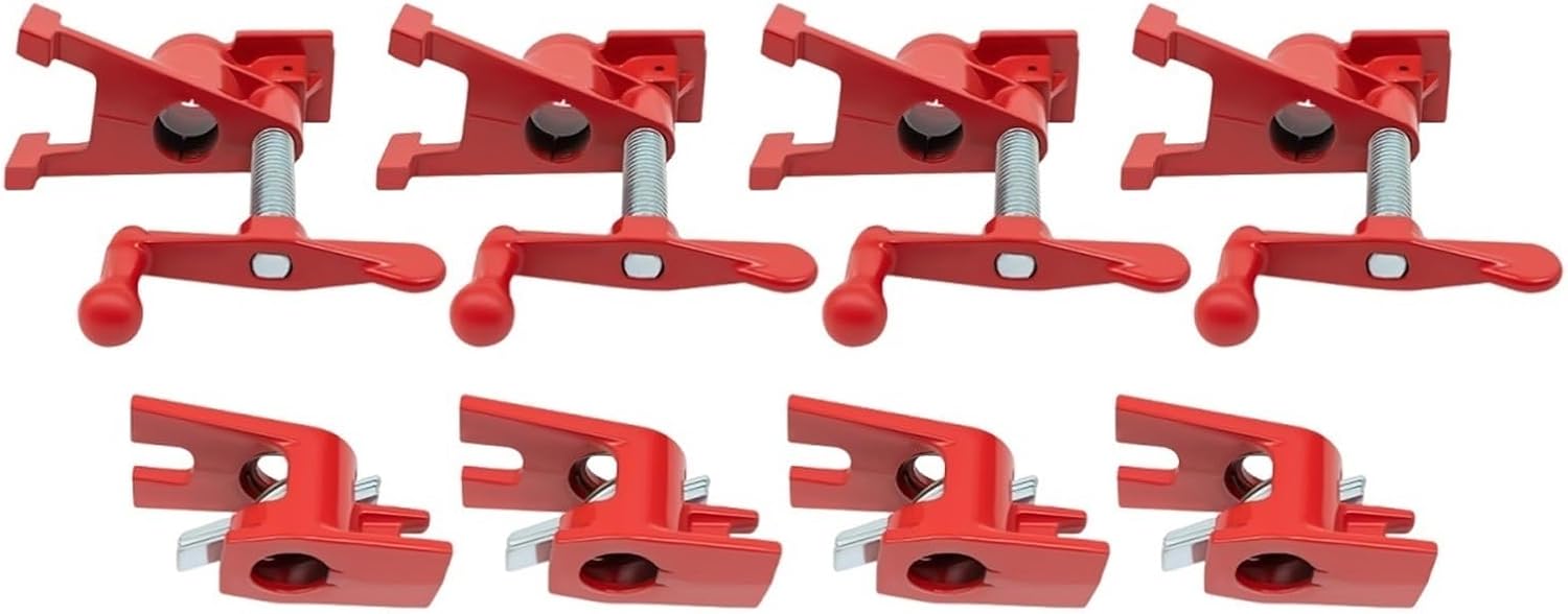 4 Pack 3/4' Wood Gluing Pipe Clamp Set Heavy Duty PRO Cast Iron Quick Release Bar Clamps Kit with Wide Base for Woodworking