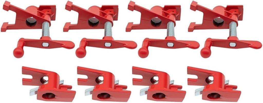4 Pack 3/4' Wood Gluing Pipe Clamp Set Heavy Duty PRO Cast Iron Quick Release Bar Clamps Kit with Wide Base for Woodworking