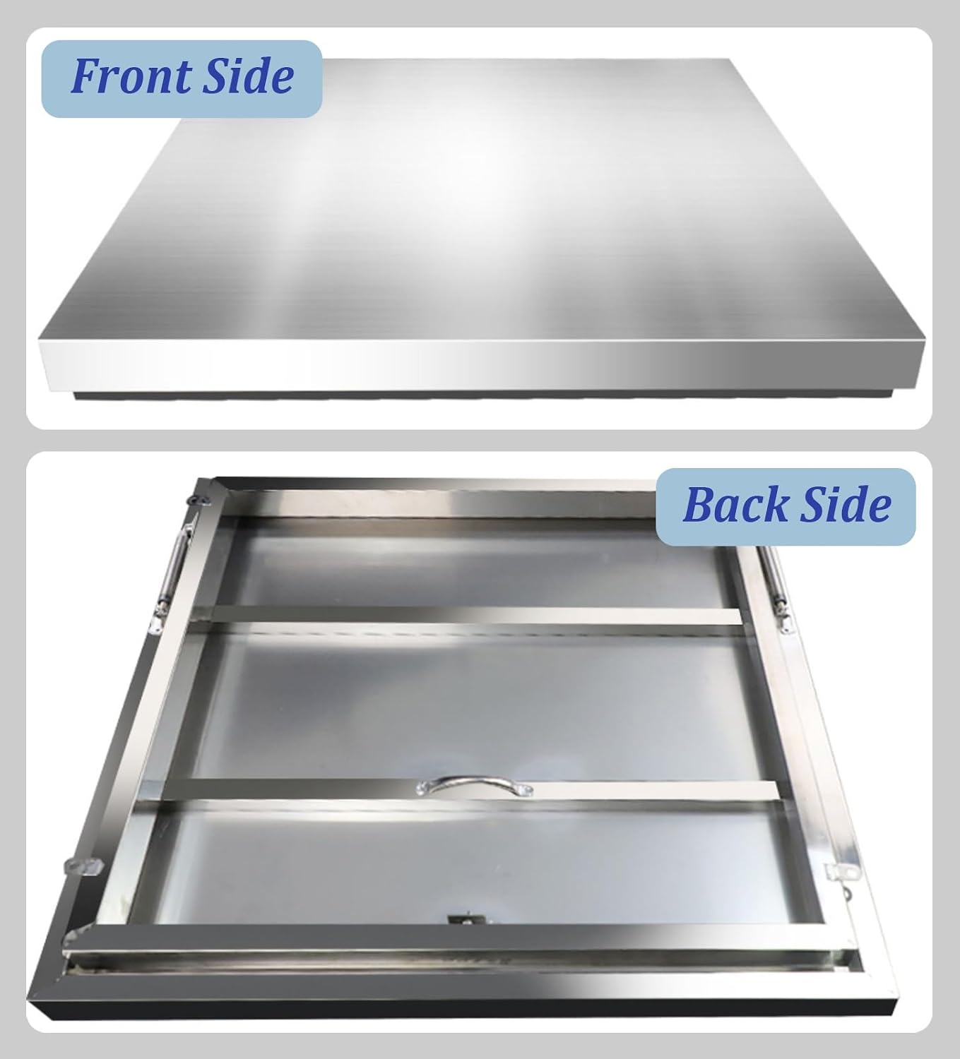 Roof Hatch Screw Mounted Access Hatch Cover for Roof/Manhole/Cellar, Silver Rooftop Maintenance Rainproof Lid Board, Loft Vent Escape Outlet Cap(20x20in (50x50cm))